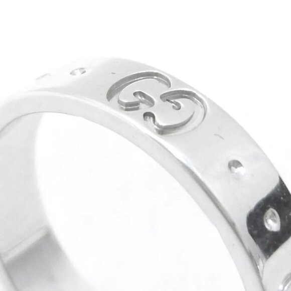 Authentic GUCCI Icon Ring K18 WG US:5 White Gold